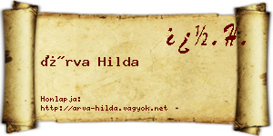 Árva Hilda névjegykártya